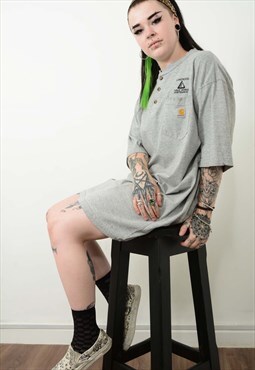 Vintage 90s Carhartt T-shirt Oversize Grey Size XL 