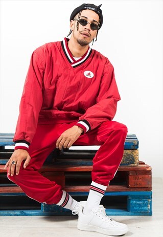 VINTAGE RETRO 90'S ADIDAS V-NECK PULLOVER JACKET / S5939
