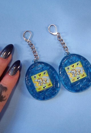 BLUE ELECTRONIC PET 90S Y2K FESTIVAL EARRINGS