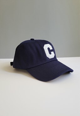 Navy Blue Graphic Vintage Cotton Baseball Adjustable Cap 