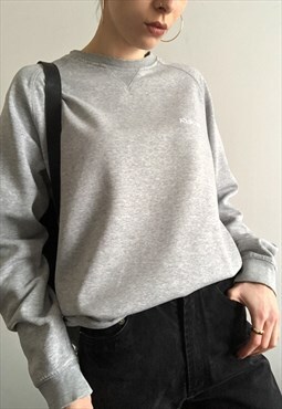 Vintage unisex embroidered crewneck sweatshirt in grey