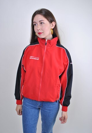 RED BRUTAL HIGH NECK TRACK JACKET, SIZE M