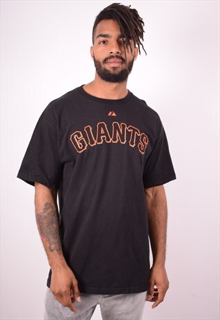 MAJESTIC MENS VINTAGE GIANTS T-SHIRT TOP LARGE BLACK 90S