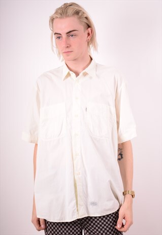 LEVI'S MENS VINTAGE SHIRT LARGE WHITE 90S