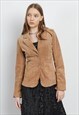 VINTAGE Y2K FITTED BUTTON UP BROWN SUEDE WOMEN JACKET XS
