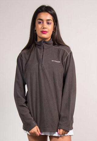 VINTAGE 90'S DARK GREY QUARTER ZIP COLUMBIA FLEECE JACKET
