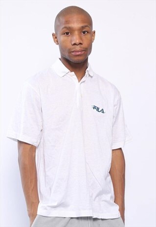 VINTAGE FILA MAGICLINE LOGO POLO SHIRT WHITE