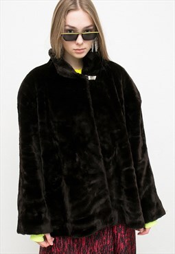 Vintage Teddy Coat Faux Fur Brown Long Sleeved Outerwear 