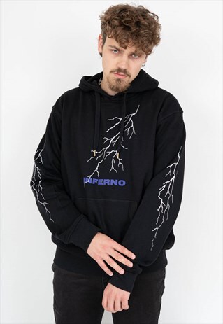 INFERNO REFLECTIVE LIGHTNING HOODIE AESTHETIC SWEATSHIRT Y2K