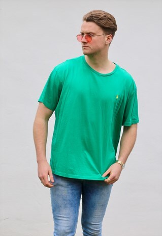 RALPH LAUREN USA VINTAGE MINIMALIST PERSIAN GREEN T SHIRT