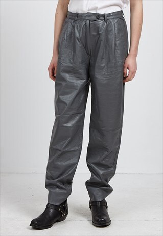 VINTAGE GREY JACK LEATHER TROUSERS BOTTOMS