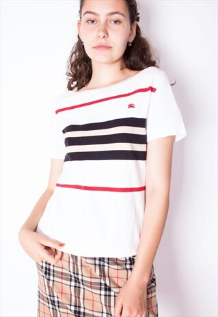 VINTAGE 90S BURBERRY STRIPED TOP ID:A225