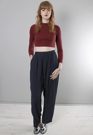 VINTAGE 90S POLKA DOT HIGH WAISTED CULOTTE TROUSERS
