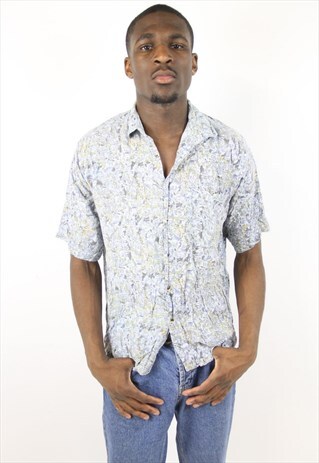 VINTAGE BLUE PATTERNED 90'S SHIRT