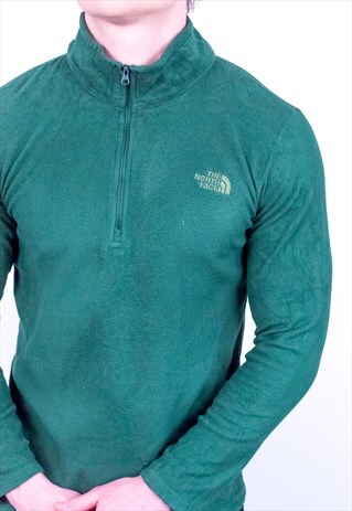 VINTAGE THE NORTH FACE 1/4 ZIP FLEECE SWEATSHIRT GREEN M