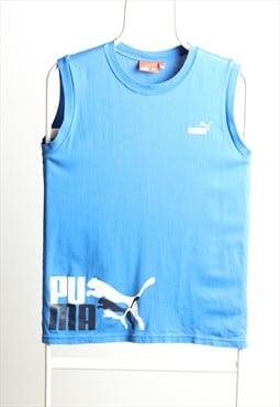 Vintage Puma Crewneck Logo Sleeveless T-shirt Blue