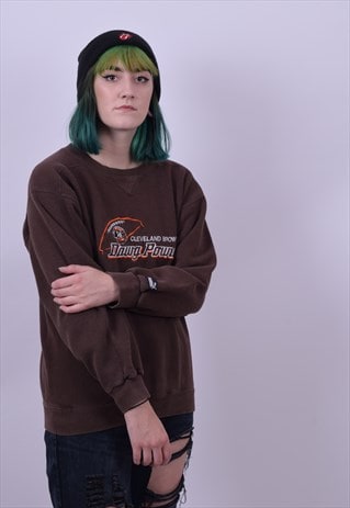 VINTAGE 90'S BROWN USA CLEVELAND BROWNS PUMA SWEATER MEDIUM