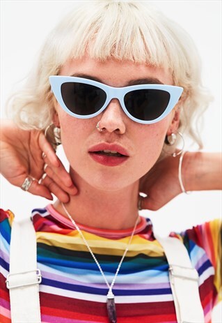 LAURA - CLASSIC CAT EYE DUSTY BLUE SUNGLASSES