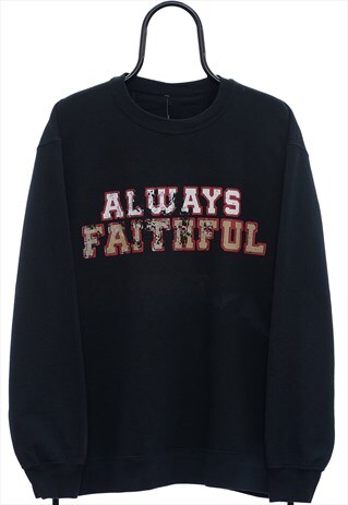 Vintage Always Faithful Graphic Black Sweatshirt Womens
