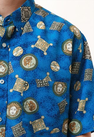 90S VINTAGE OLDSCHOOL PATTERN SUMMER SHIRT 15193