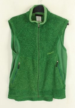 Vintage Men's M Green Fleece Vest full zip Tank Gilet Jacket