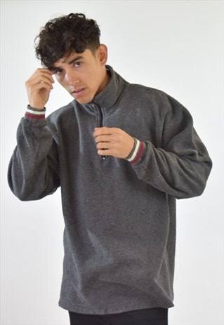 VINTAGE GREY CHAMPION 90S ZIP UP FLEECE JUMPER