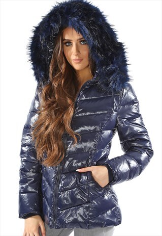 BLUE SHINY PUFFER JACKET