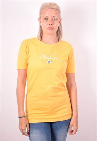 REEBOK WOMENS VINTAGE T-SHIRT TOP XL YELLOW 90S