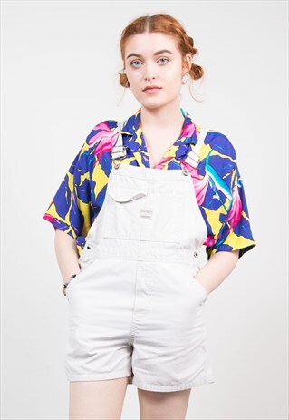 VINTAGE 90'S BEIGE SHORT DUNGAREES