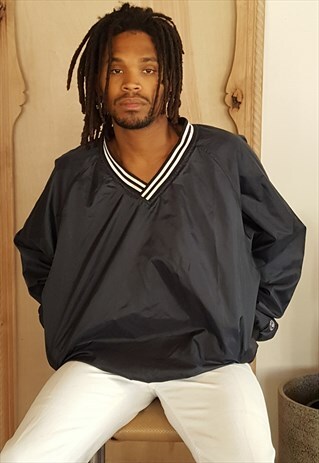 90S MINIMALIST PREPPY SKATER GOLF BLUE WINDBREAKER XL