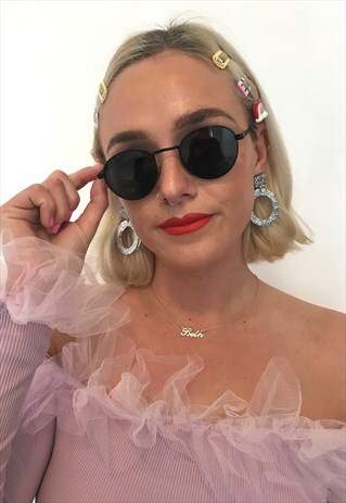 VINTAGE BLACK ON-TREND METAL AVIATOR SUNGLASSES