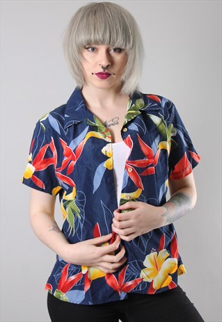 VINTAGE HAWAIIAN CRAZY PATTERN SHIRT LARGE