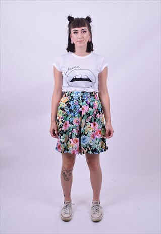 VINTAGE 80'S HIGH WAIST FLOWER PRINT SHORTS SIZE 10 TO 12
