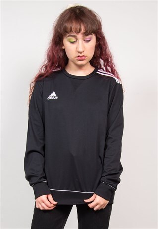 ADIDAS VINTAGE 90'S BLACK & WHITE THREE STRIPE SWEATSHIRT