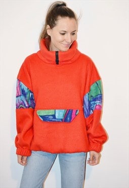 Vintage Patterned 1/4 Zip  Outdoor Fleece Sweatshirt