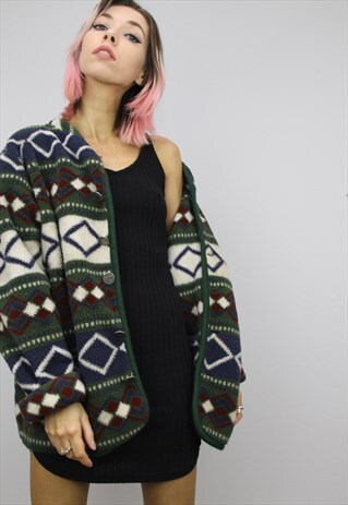 VINTAGE 90S OVERSIZED FLEECE CARDIGAN