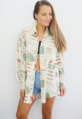 90S OVERSIZED PATTERNED VINTAGE SHIRT / TOP