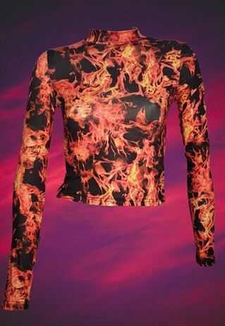 FLAMES Y2K PRINT TOP