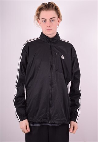 ADIDAS MENS VINTAGE TRACKSUIT TOP JACKET XL BLACK 90'S