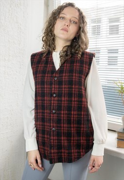 Vintage 80' Black Checked Wool Vest
