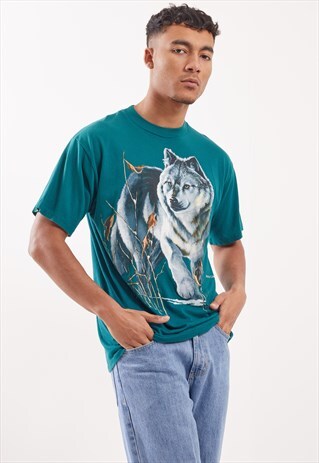 VINTAGE WOLF GRAPHIC PRINT T-SHIRT