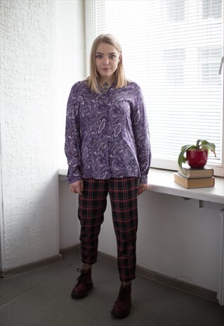 VINTAGE 80'S PURPLE PAISLEY PRINT SHIRT