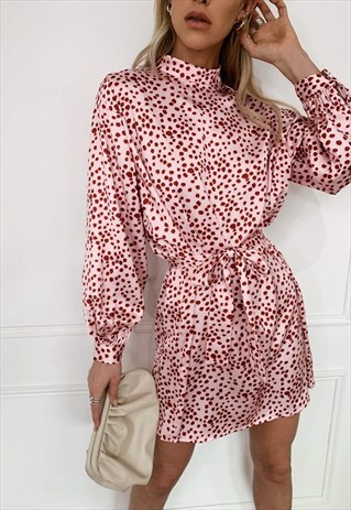 FIFI DRESS - PINK AND RED SPOT