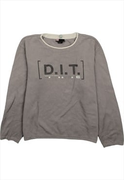 Vintage 90's Diesel Sweatshirt D.I.T Crew Neck Grey Large