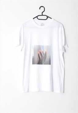 Y2K Unisex White Graphic Fire Hand Grunge Gothic T-Shirt