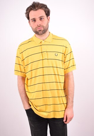 CHAPS RALPH LAUREN MENS VINTAGE POLO SHIRT XL YELLOW STRIPE