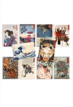 Japanese Aesthetic Ukiyo-e Art Postcards Set of 10 
