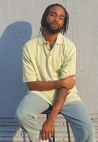 90S MINIMALIST PREPPY SKATER SILK BLEND GREEN POLO SHIRT