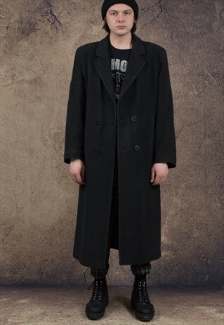 VINTAGE MENS SUPER LONG WOOL BLEND COAT