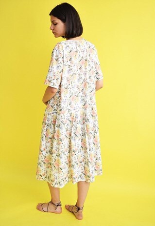 80'S STYLE RETRO OPEN FRONT MAXI CUSTOMIZED FLORAL KIMONO